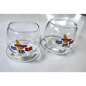 Mount Gay Rum Roly Poly Wobbly Bottom Glasses Set of 2